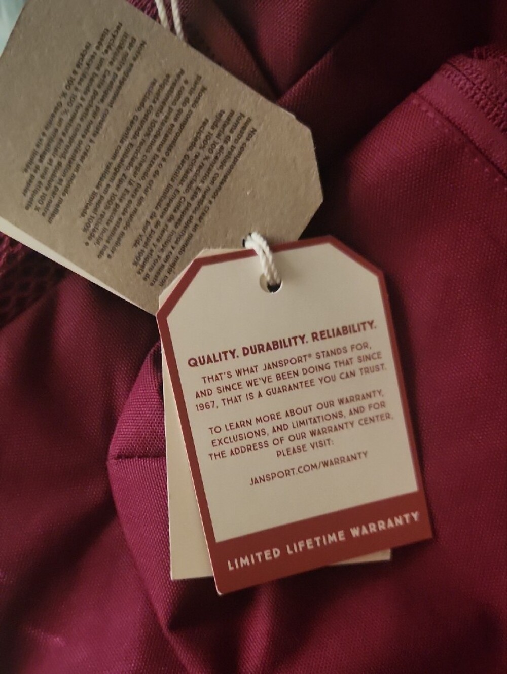 Jansport Burgundy Everyday Transport russet red Backpack with Front Pocket - Picture 11 of 13